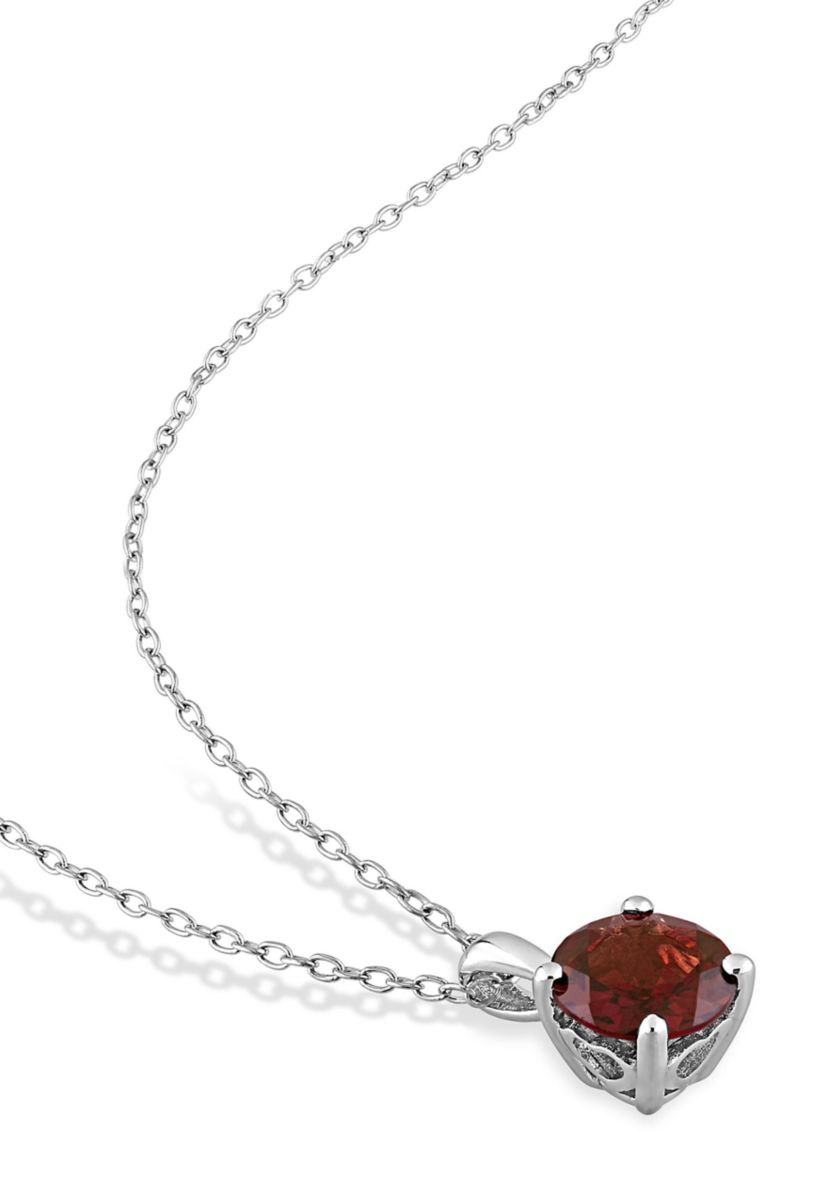 4 4/5 CT TGW Garnet Solitaire Stud Earring and Pendant with chain Set in Sterling Silver