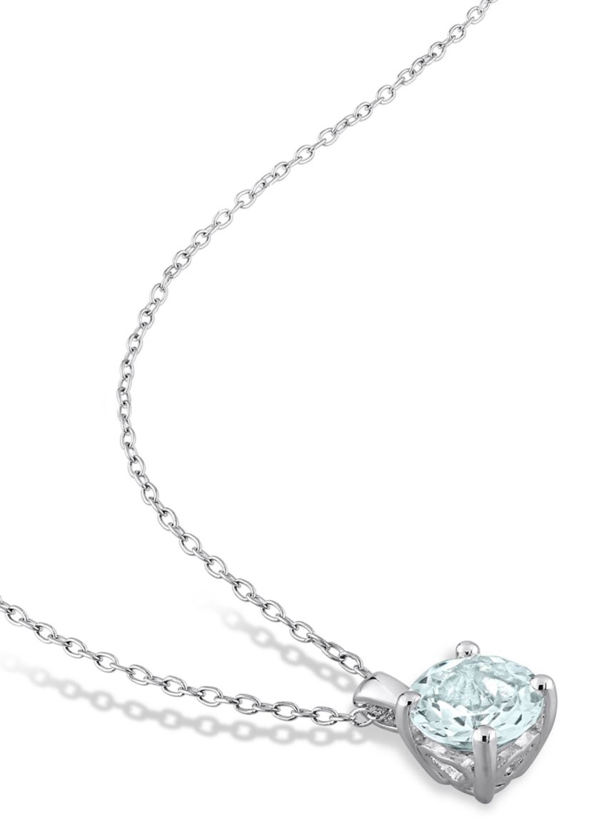 3 1/2 CT TGW Aquamarine Solitaire Stud Earring and Pendant with chain Set in Sterling Silver