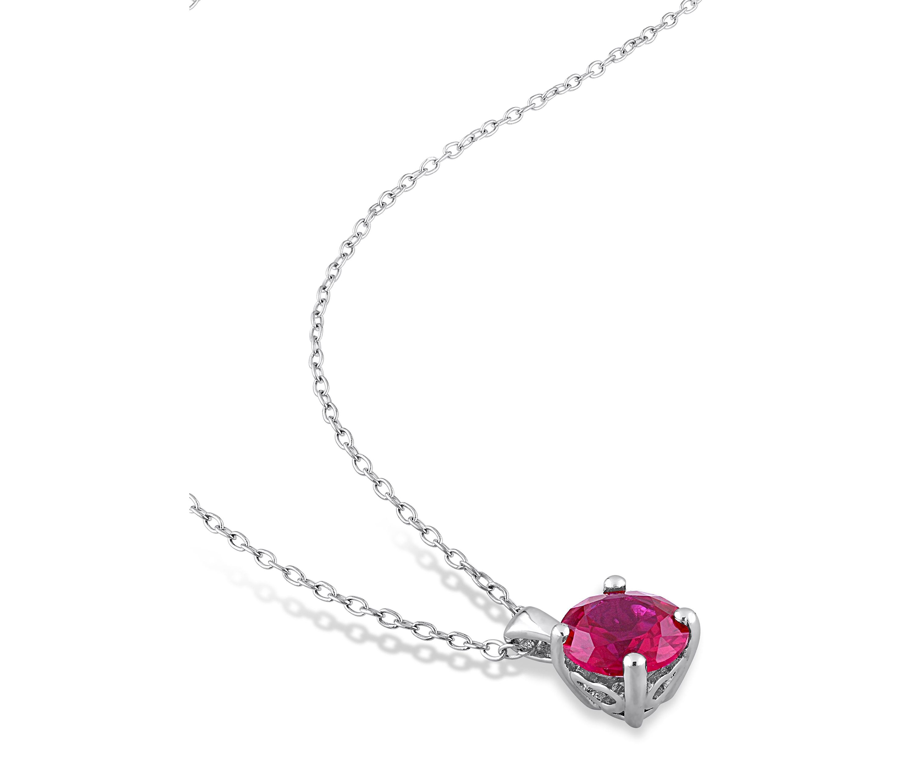 Lab Created 4 7/8CT TGW Created Ruby Solitaire Stud Earring and Pendant with chain Set in Sterling Silver