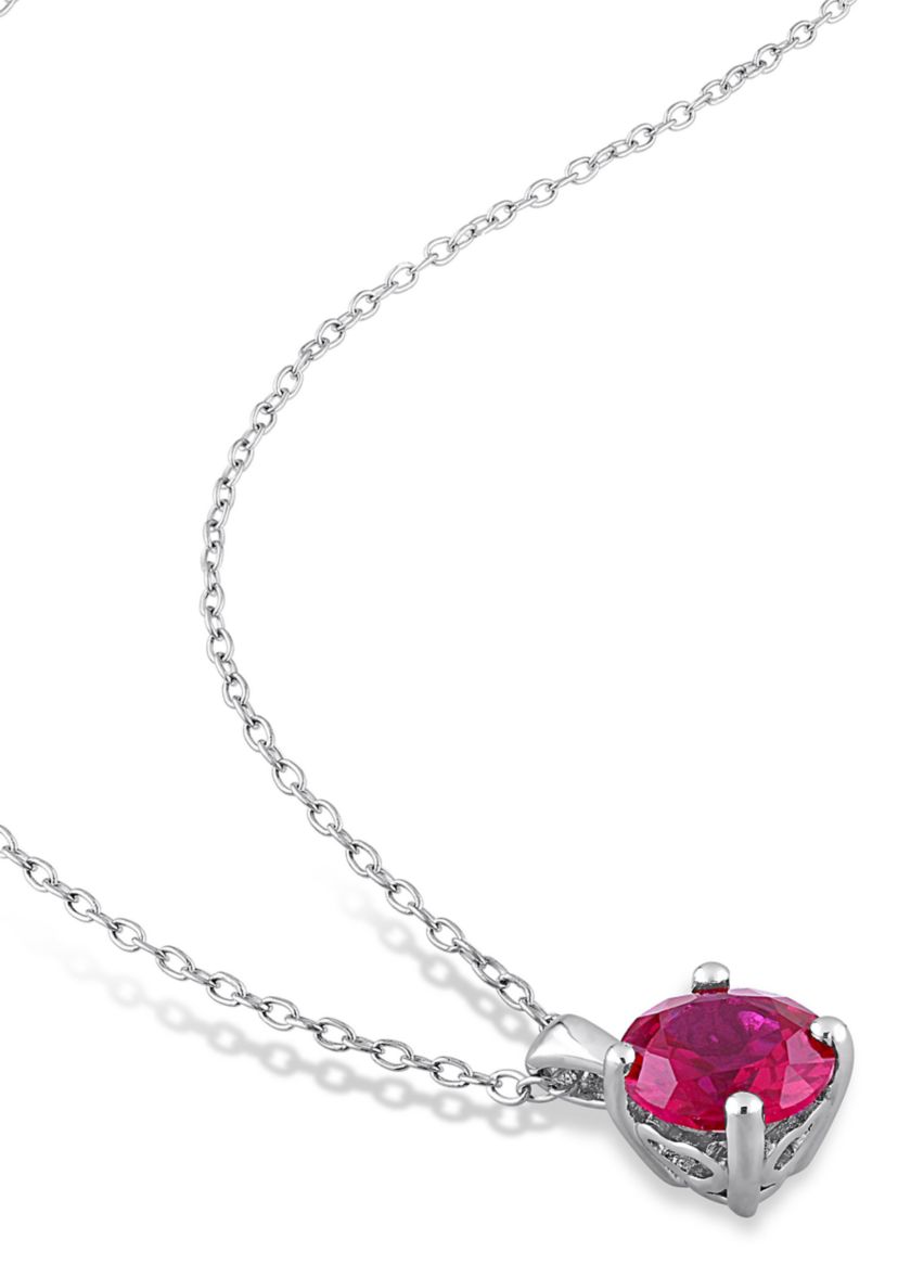 Lab Created 4 7/8CT TGW Created Ruby Solitaire Stud Earring and Pendant with chain Set in Sterling Silver