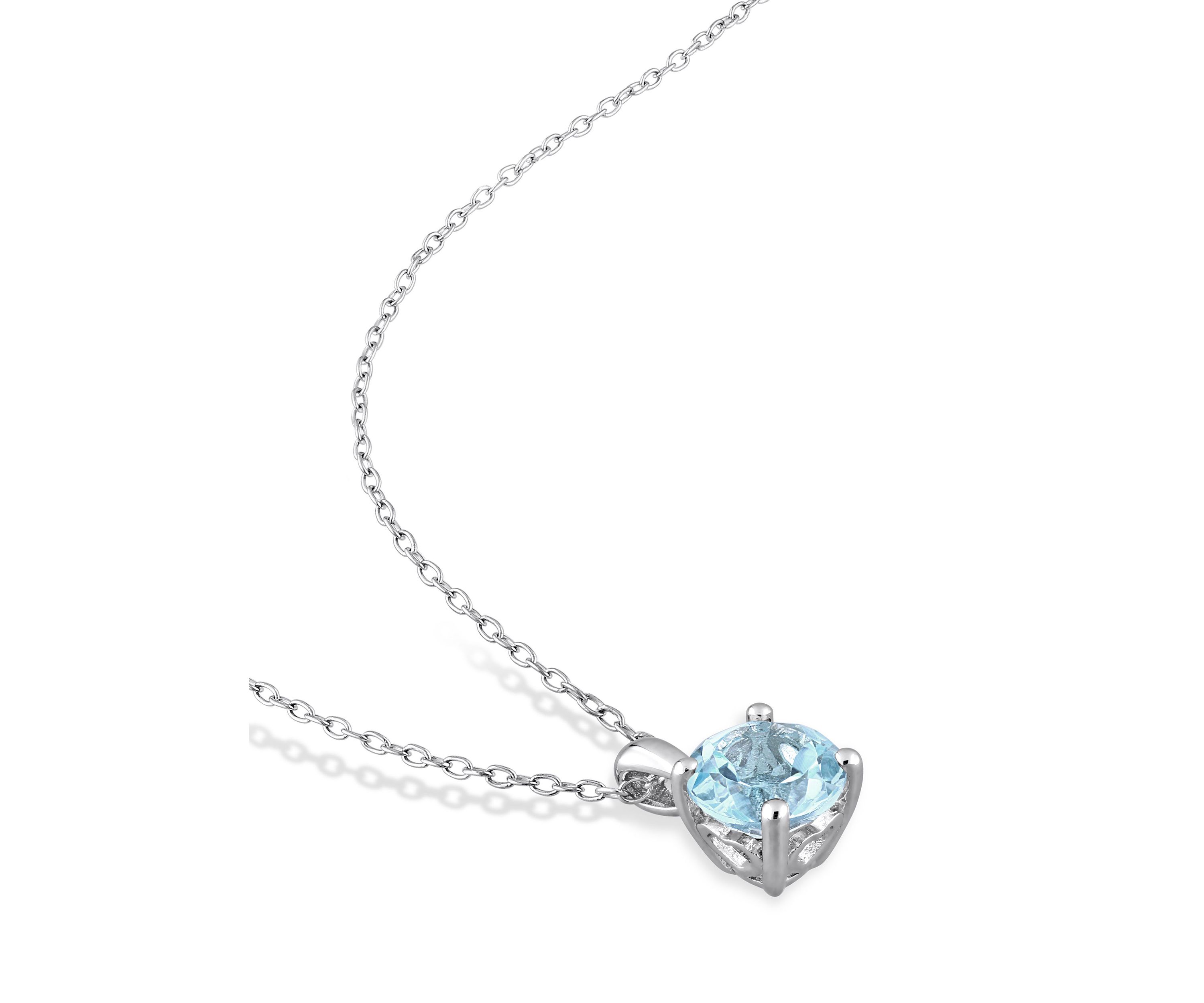 4 3/5 CT TGW Blue Topaz-Sky Solitaire Stud Earring and Pendant with chain Set in Sterling Silver