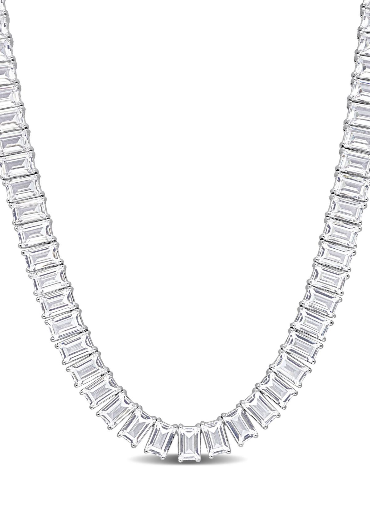 Lab Created 73.50 ct. t.g.w. Created White Sapphire Tennis Necklace in Sterling Silver