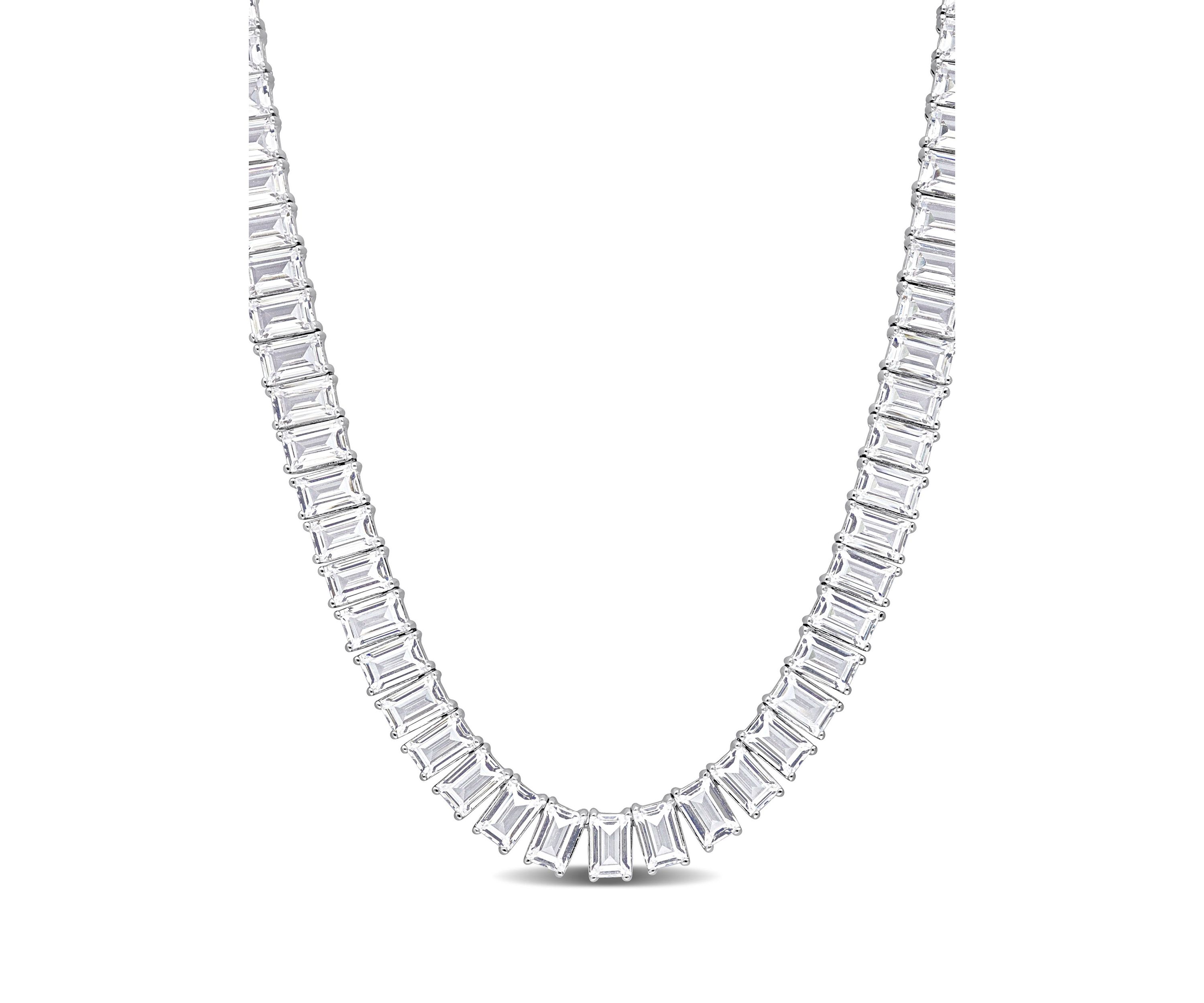 Lab Created 73.50 ct. t.g.w. Created White Sapphire Tennis Necklace in Sterling Silver