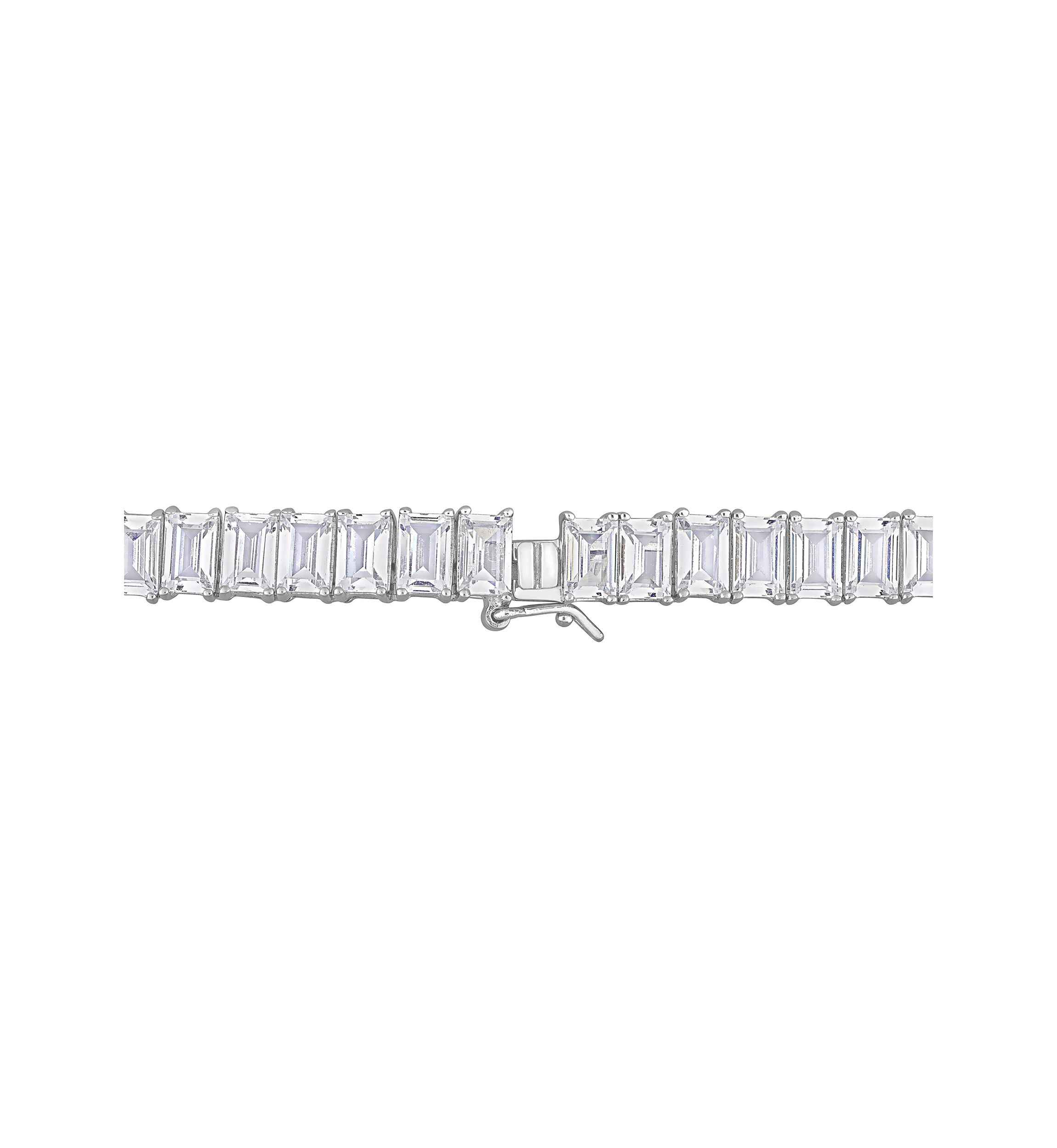Lab Created 73.50 ct. t.g.w. Created White Sapphire Tennis Necklace in Sterling Silver