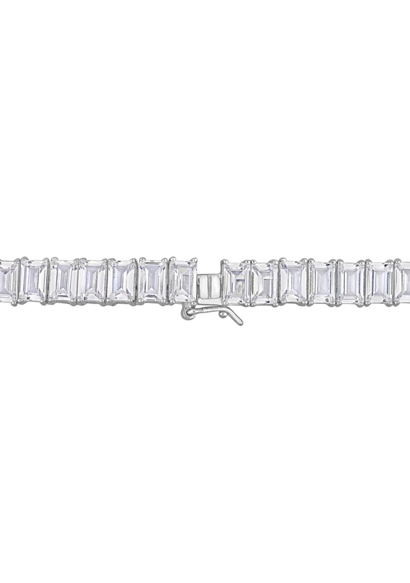 Lab Created 73.50 ct. t.g.w. Created White Sapphire Tennis Necklace in Sterling Silver