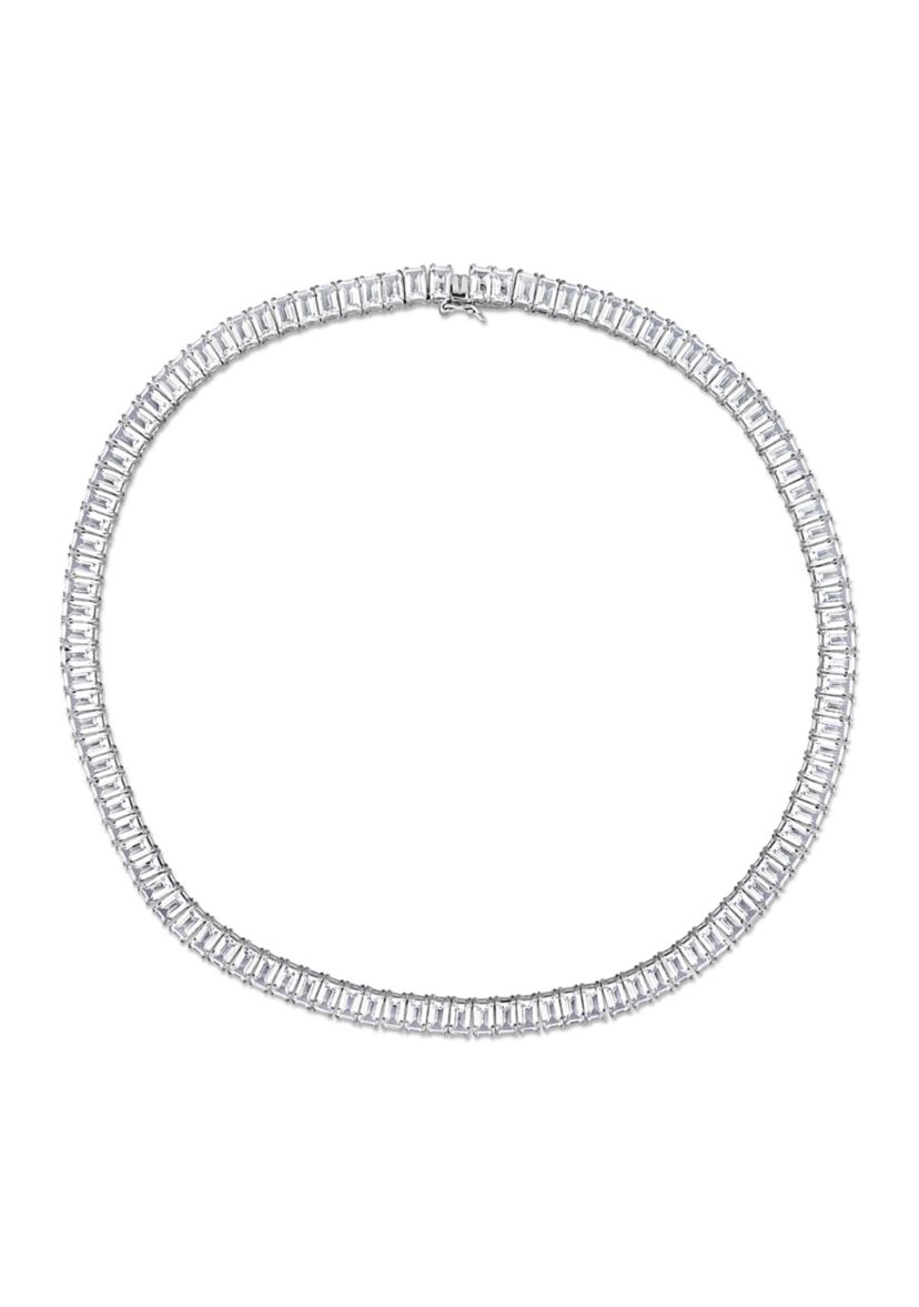Lab Created 73.50 ct. t.g.w. Created White Sapphire Tennis Necklace in Sterling Silver