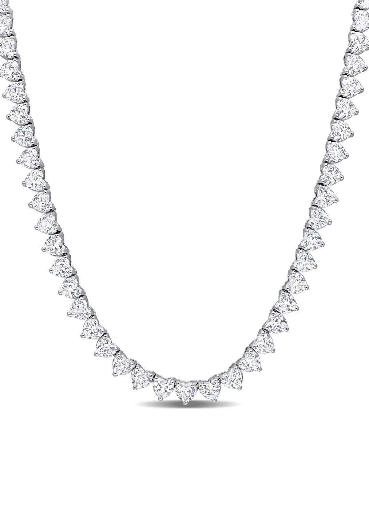 Lab Created 31.20 ct. t.g.w. Created White Sapphire  Tennis Necklace in Sterling Silver