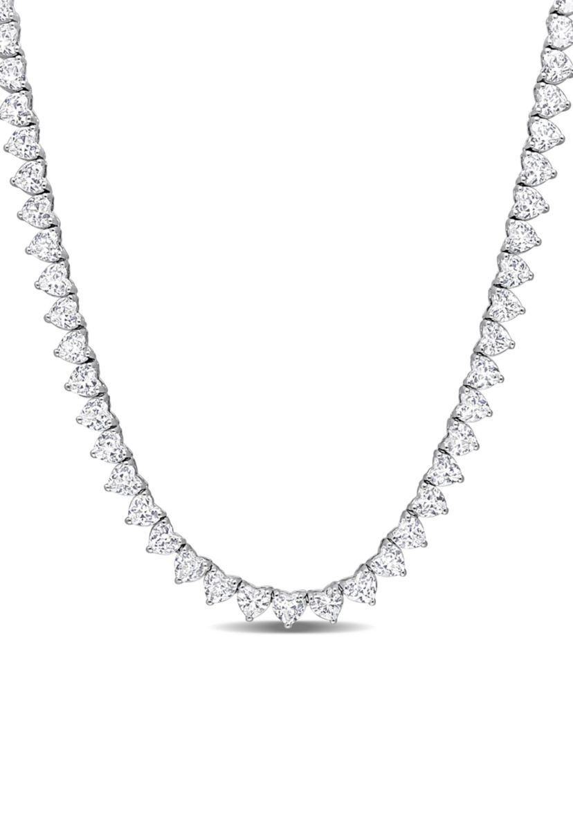 Lab Created 31.20 ct. t.g.w. Created White Sapphire  Tennis Necklace in Sterling Silver