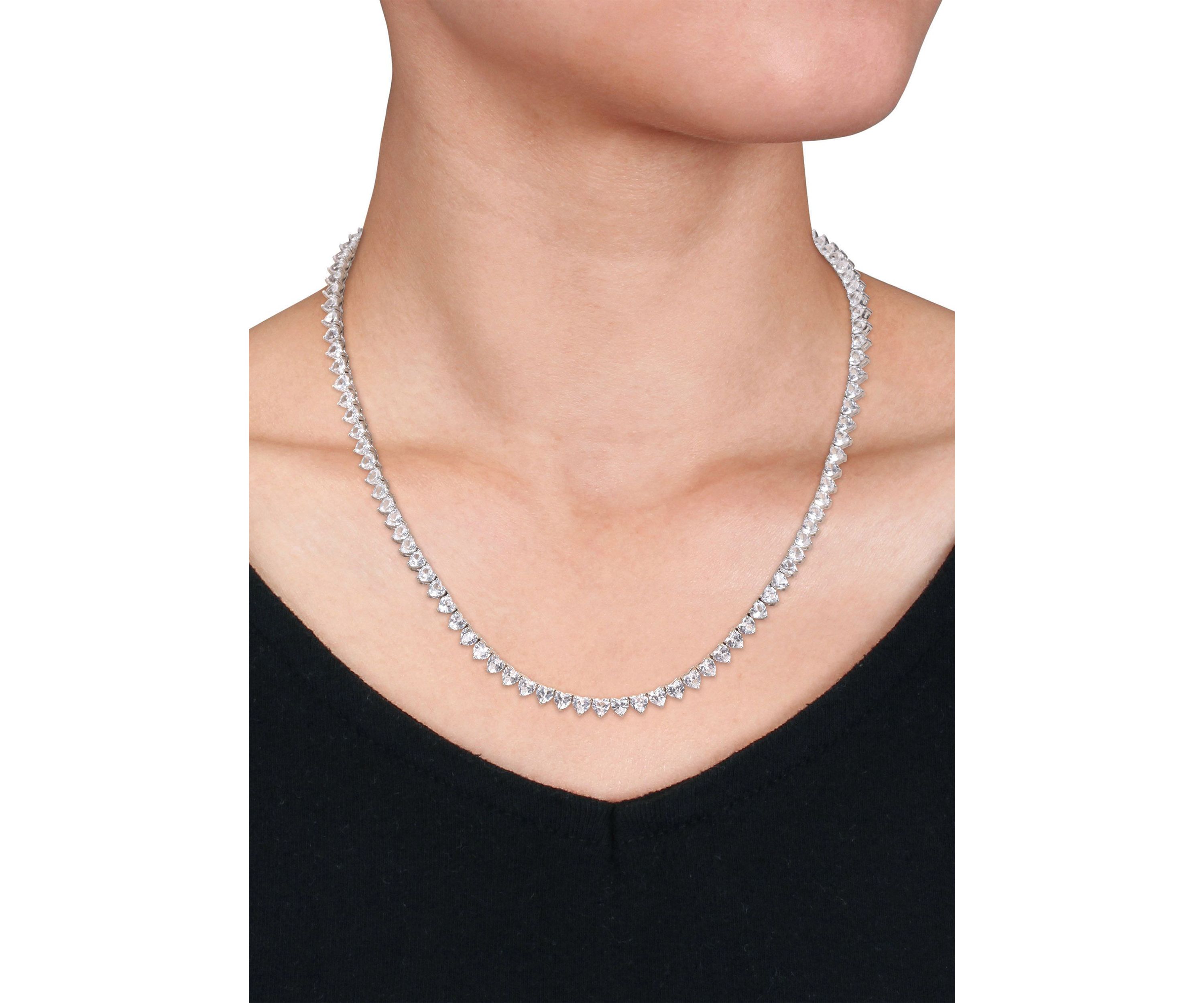 Lab Created 31.20 ct. t.g.w. Created White Sapphire  Tennis Necklace in Sterling Silver