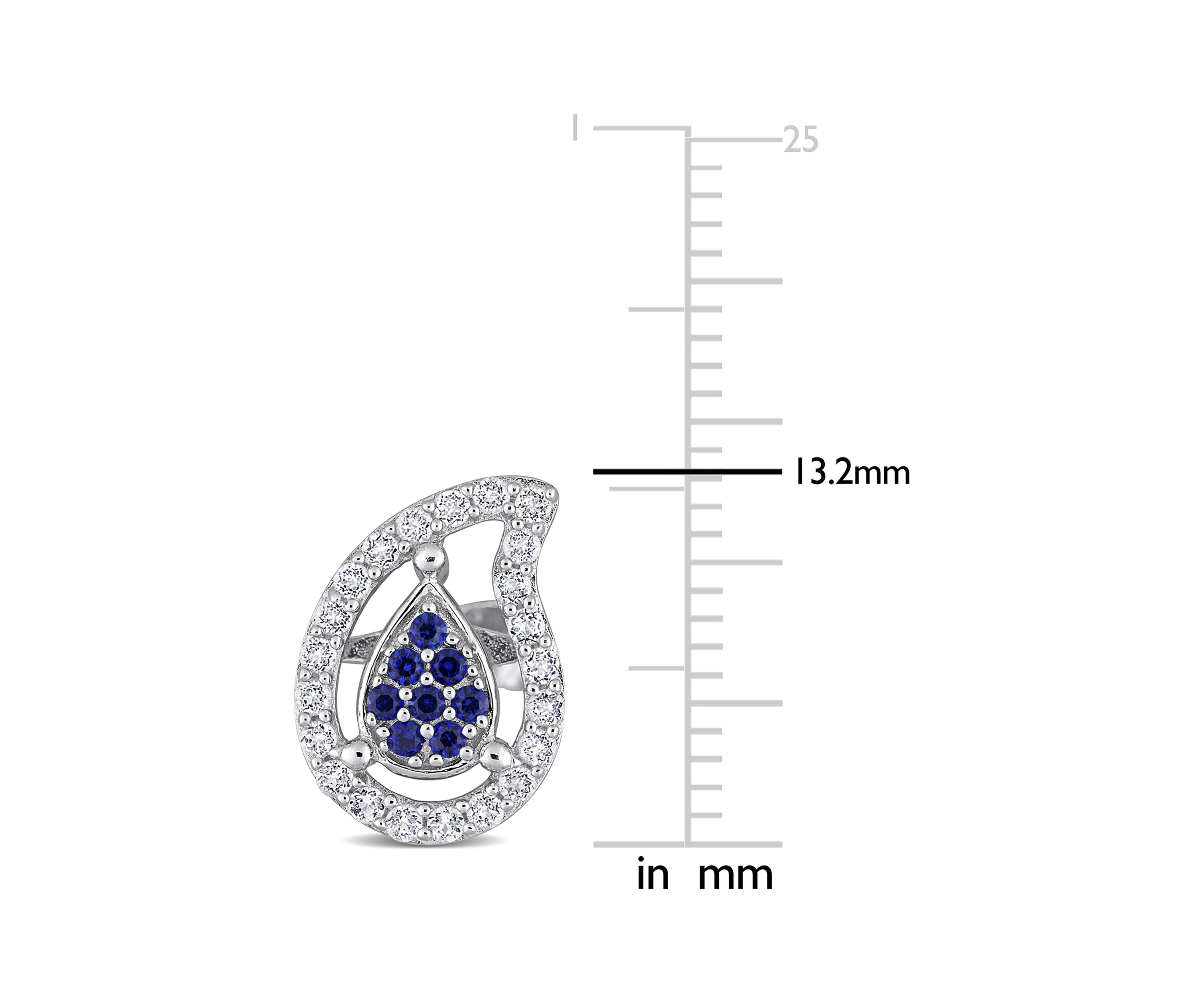 Lab Created 5/8 CT TGW Created Blue Sapphire and White Topaz Teardrop Earrings in Sterling Silver