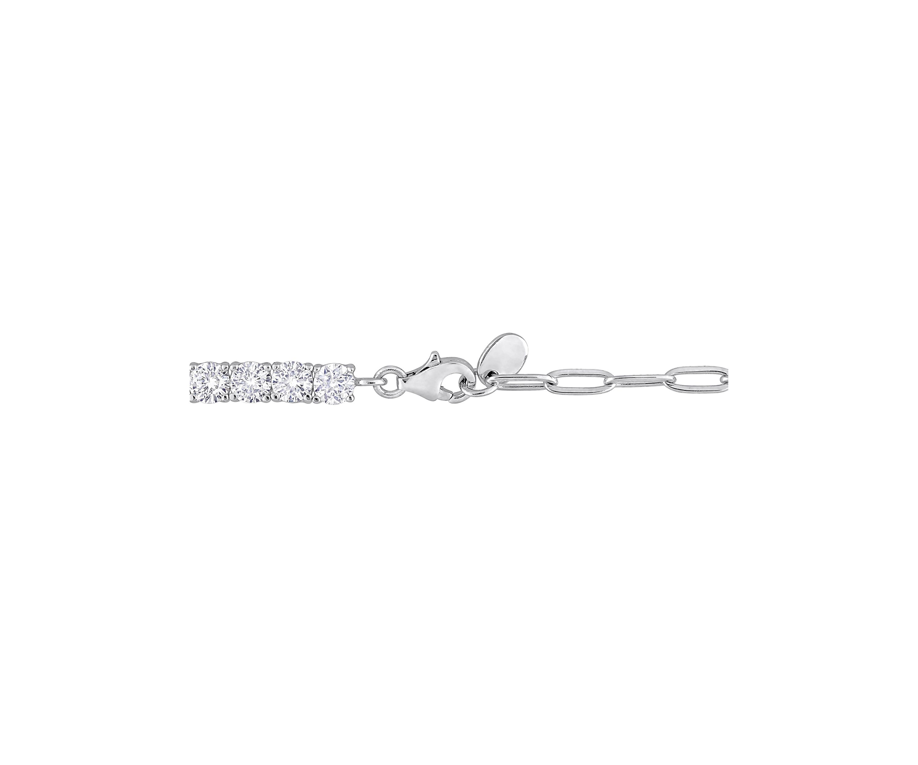 Lab Created 6 CT TGW Created White Sapphire Semi Tennis Bracelet with Chain in Sterling Silver