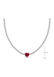 18 ct. t.w. Heart Shaped Created Ruby and Created White Sapphire Tennis Necklace in Sterling Silver