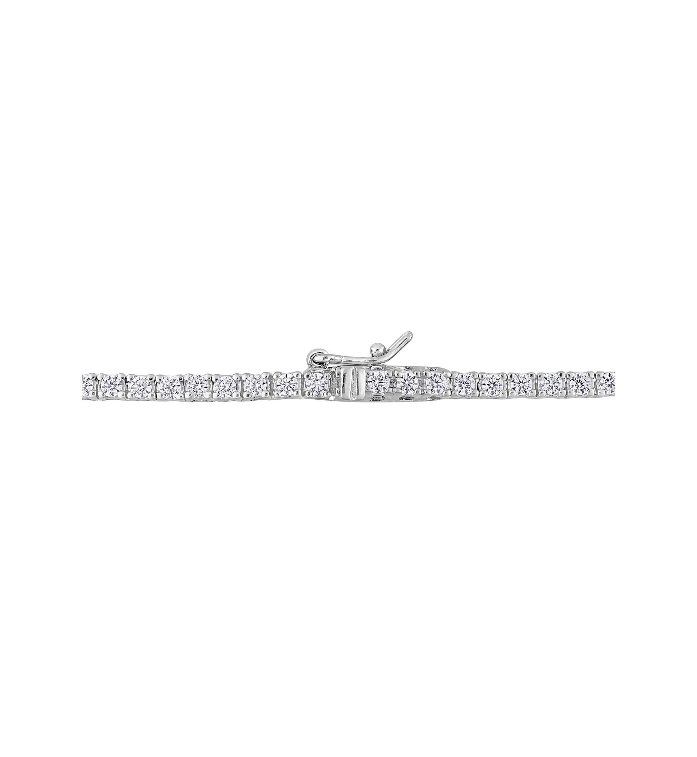 Lab Created 18 CT TGW Heart Shaped Created Ruby and Created White Sapphire Tennis Necklace in Sterling Silver