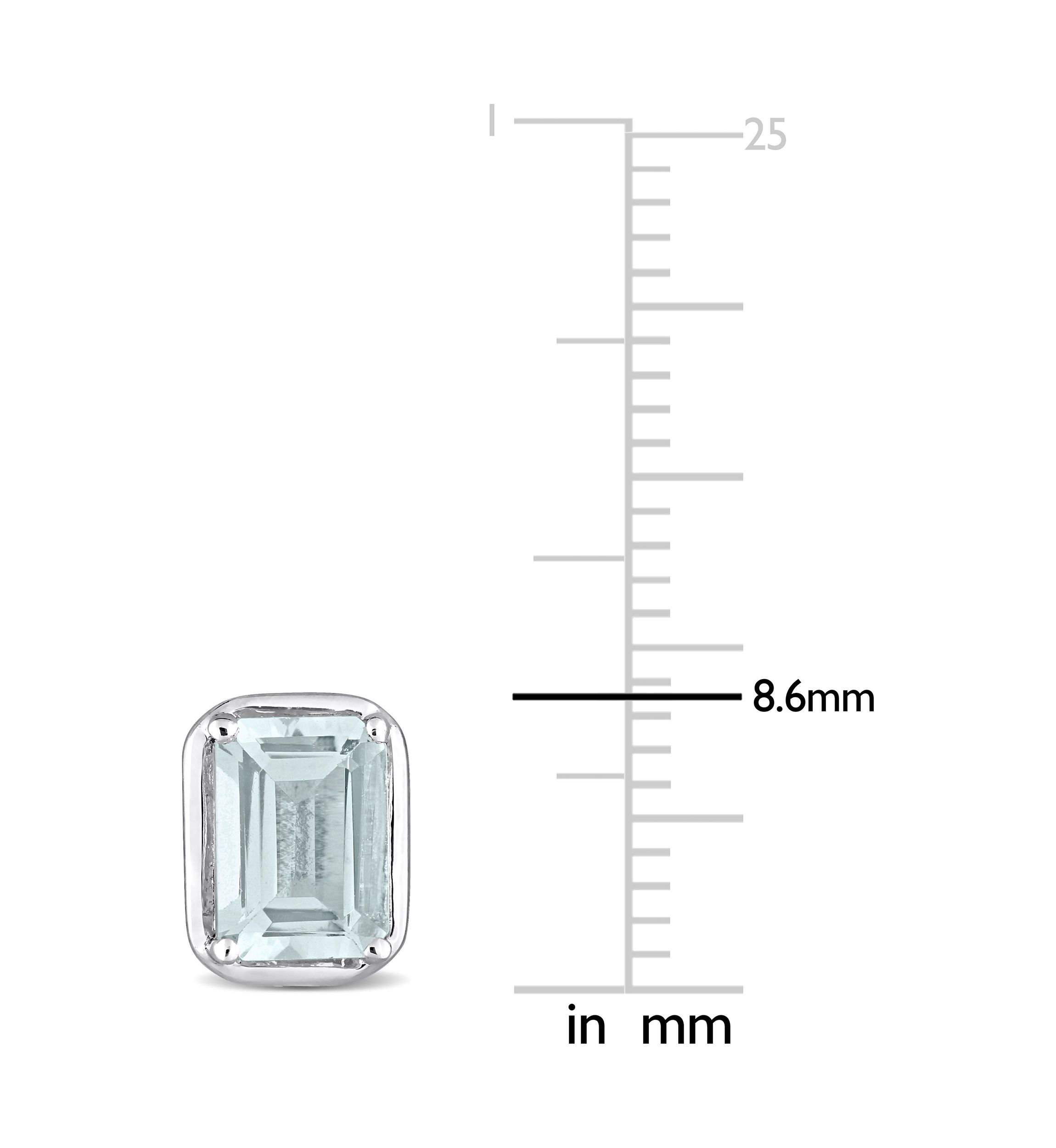1.90 ct. t.g.w. Aquamarine Bezel Style Emerald Cut Stud Earrings in Sterling Silver