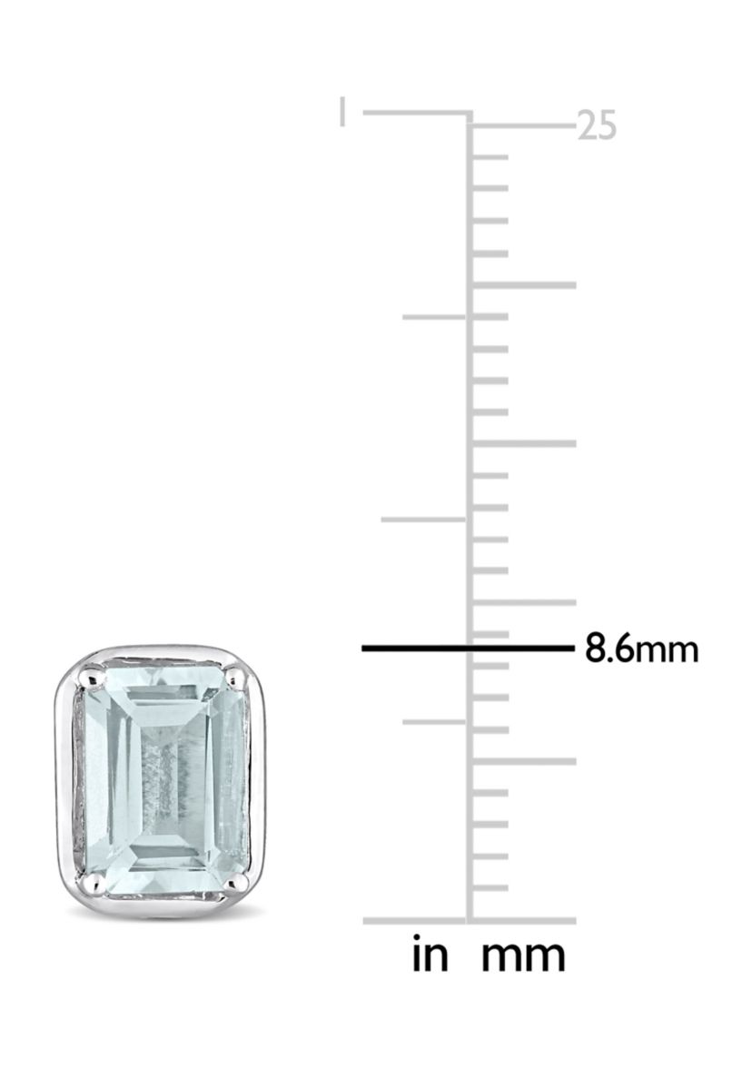 1.90 ct. t.g.w. Aquamarine Bezel Style Emerald Cut Stud Earrings in Sterling Silver