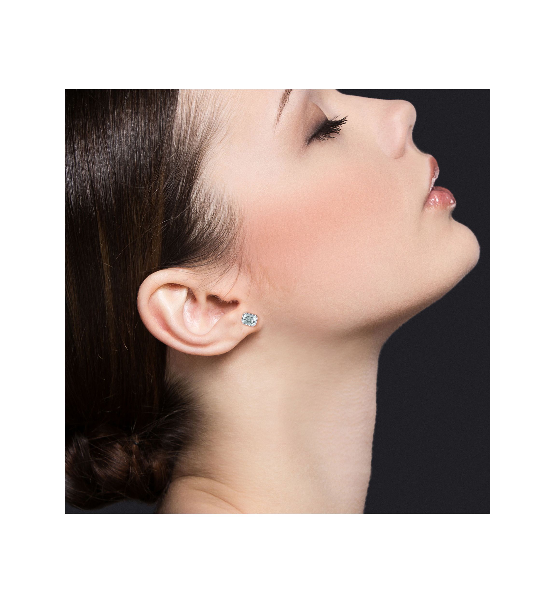 1.90 ct. t.g.w. Aquamarine Bezel Style Emerald Cut Stud Earrings in Sterling Silver