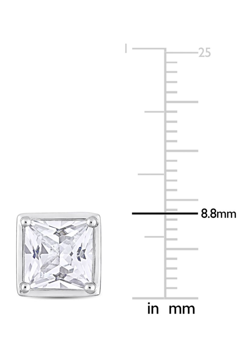 Lab Created 4.10 ct. t.g.w. Created White Sapphire Bezel Style Square Stud Earrings in Sterling Silver