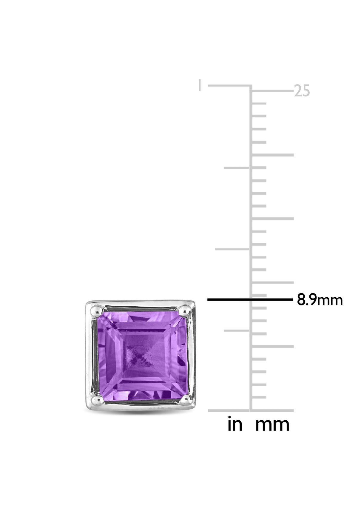 3 CT TGW Amethyst Bezel Style Square Stud Earrings in Sterling Silver