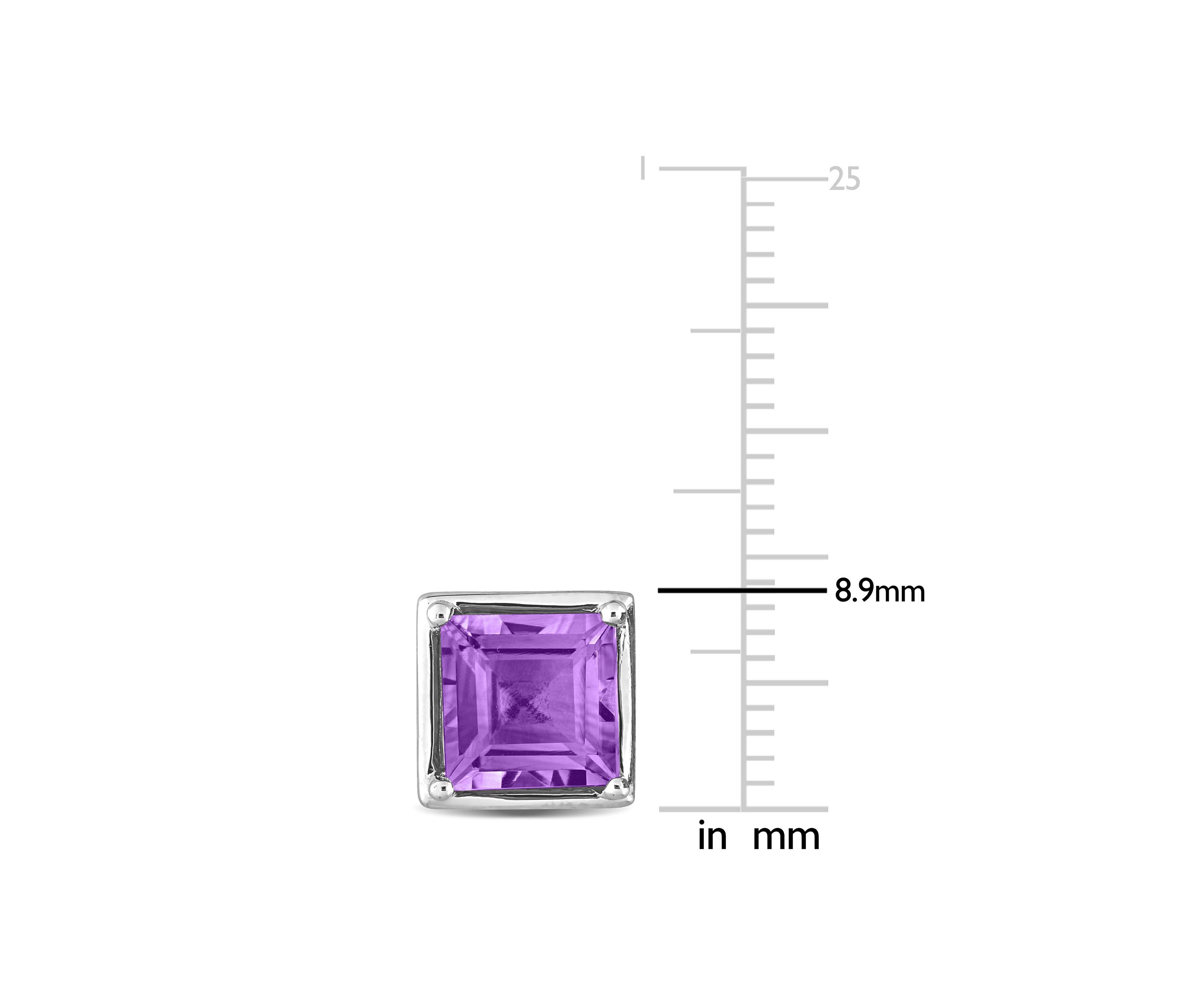 3 CT TGW Amethyst Bezel Style Square Stud Earrings in Sterling Silver