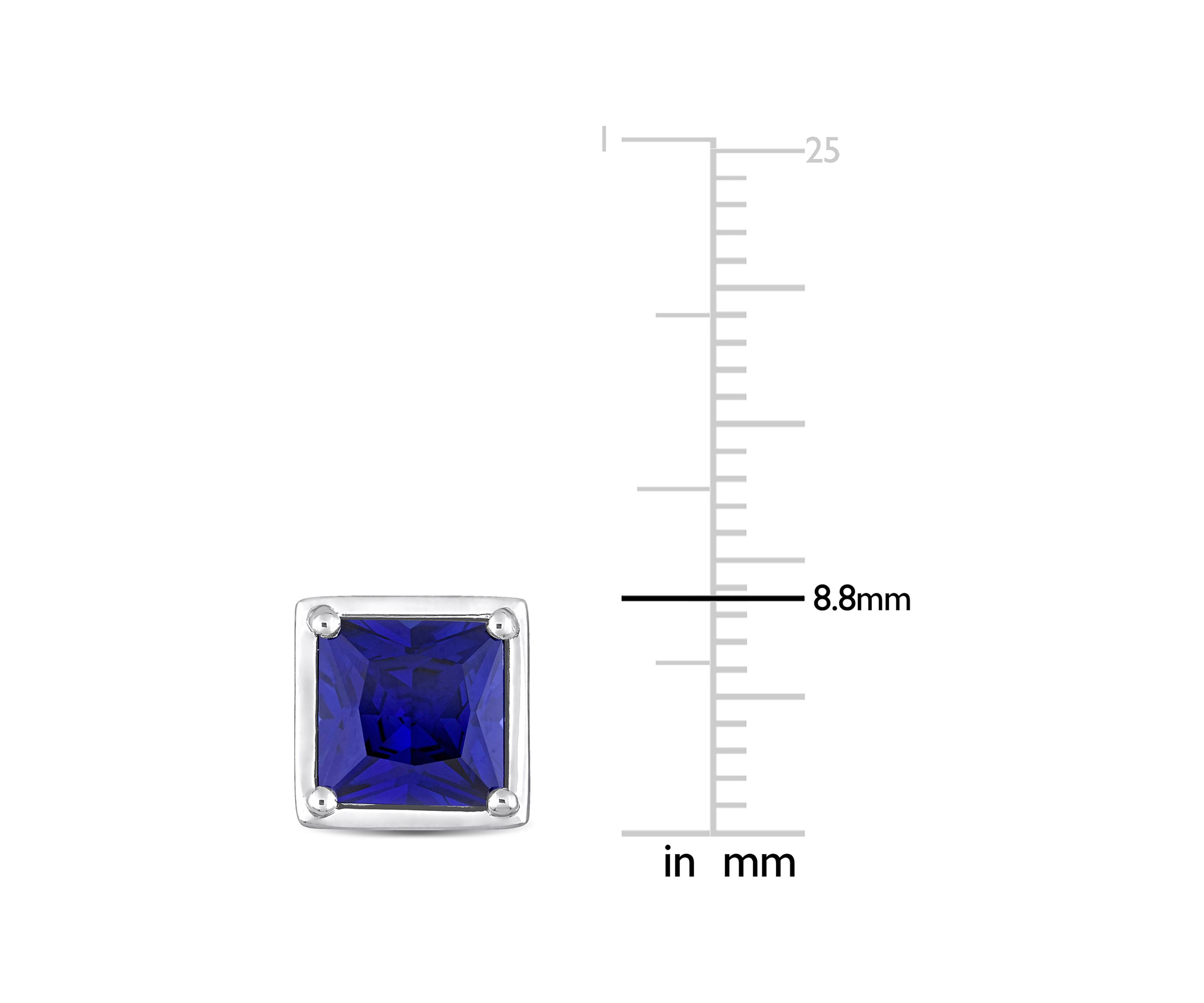 Lab Created 4.12 ct. t.g.w. Created Sapphire Bezel Style Square Stud Earrings in Sterling Silver