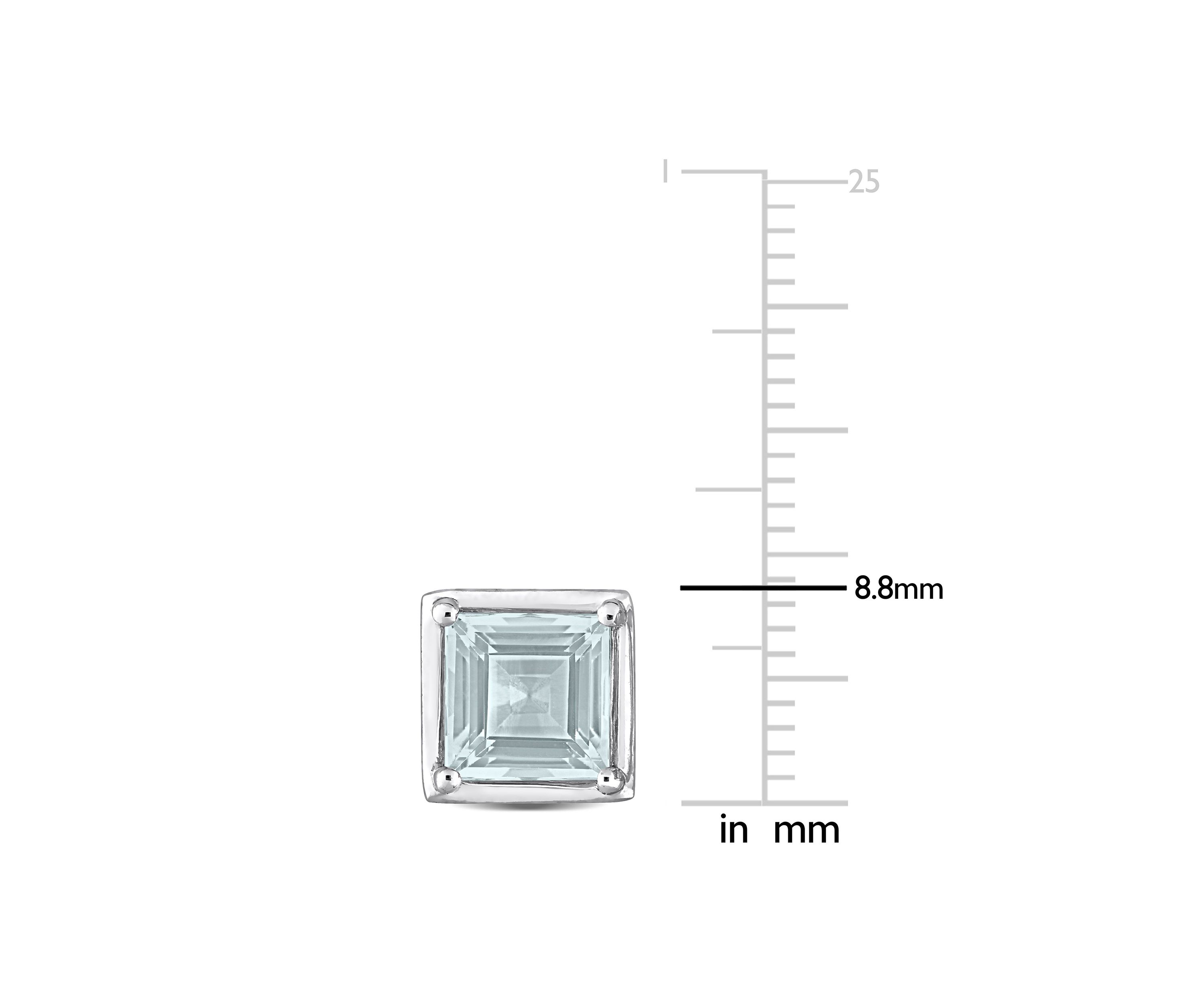 3 CT TGW Aquamarine Bezel Style Square Stud Earrings in Sterling Silver