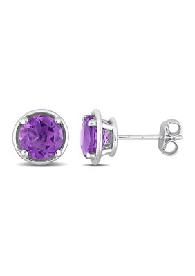 Belk & Co 2.60 ct. t.g.w. Amethyst Bezel Style Stud Earrings in Sterling Silver