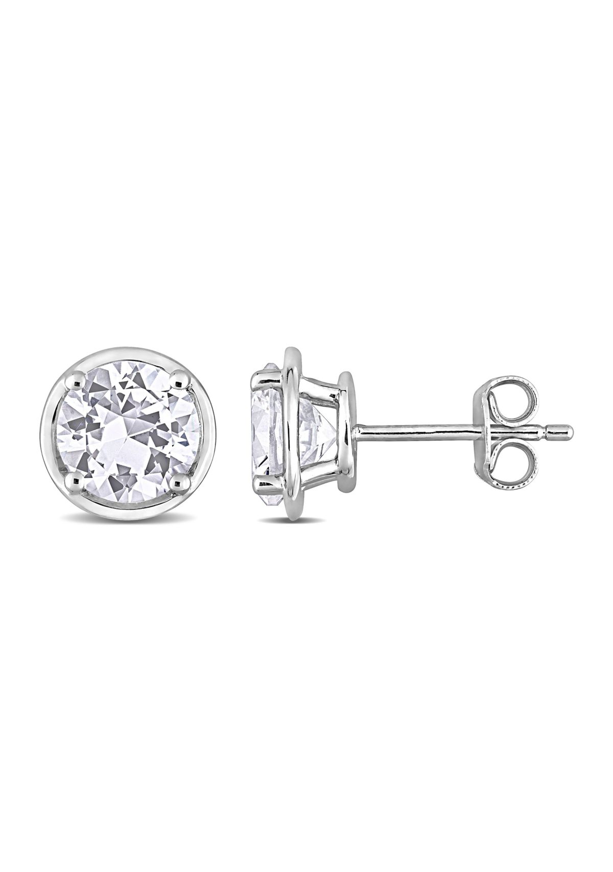 Lab Created 3.22 ct. t.g.w. Created White Sapphire Bezel Style Stud Earrings in Sterling Silver