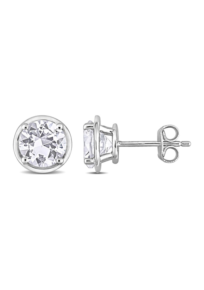 Lab Created 3.22 ct. t.g.w. Created White Sapphire Bezel Style Stud Earrings in Sterling Silver