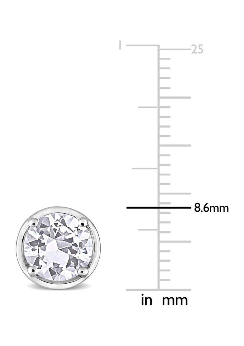Lab Created 3.22 ct. t.g.w. Created White Sapphire Bezel Style Stud Earrings in Sterling Silver