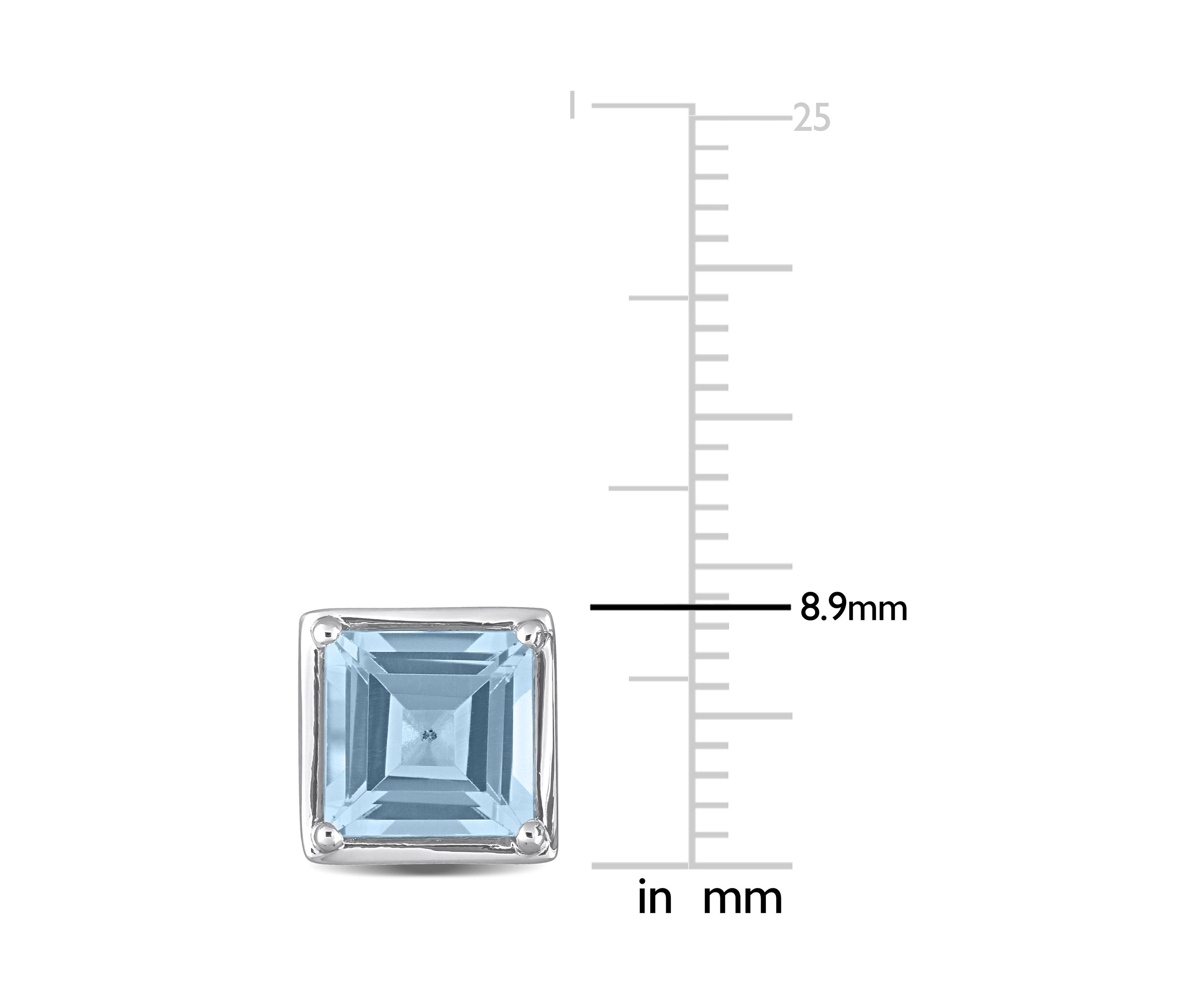 3.60 ct. t.g.w. Blue Topaz Bezel Style Square Stud Earrings in Sterling Silver