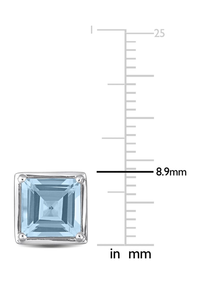 3.60 ct. t.g.w. Blue Topaz Bezel Style Square Stud Earrings in Sterling Silver