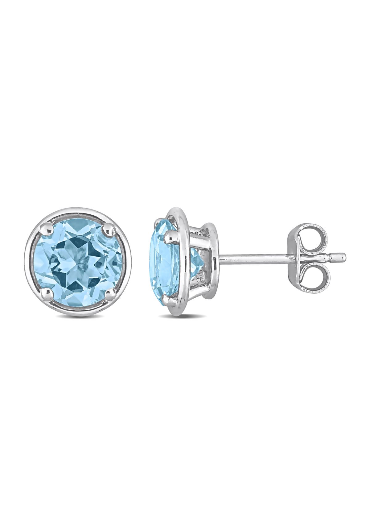 3.16 ct. t.g.w. Blue Topaz Bezel Style Stud Earrings in Sterling Silver