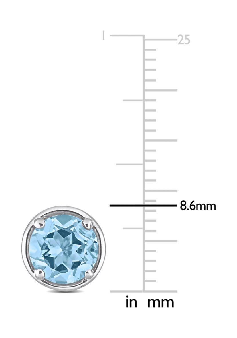 3.16 ct. t.g.w. Blue Topaz Bezel Style Stud Earrings in Sterling Silver
