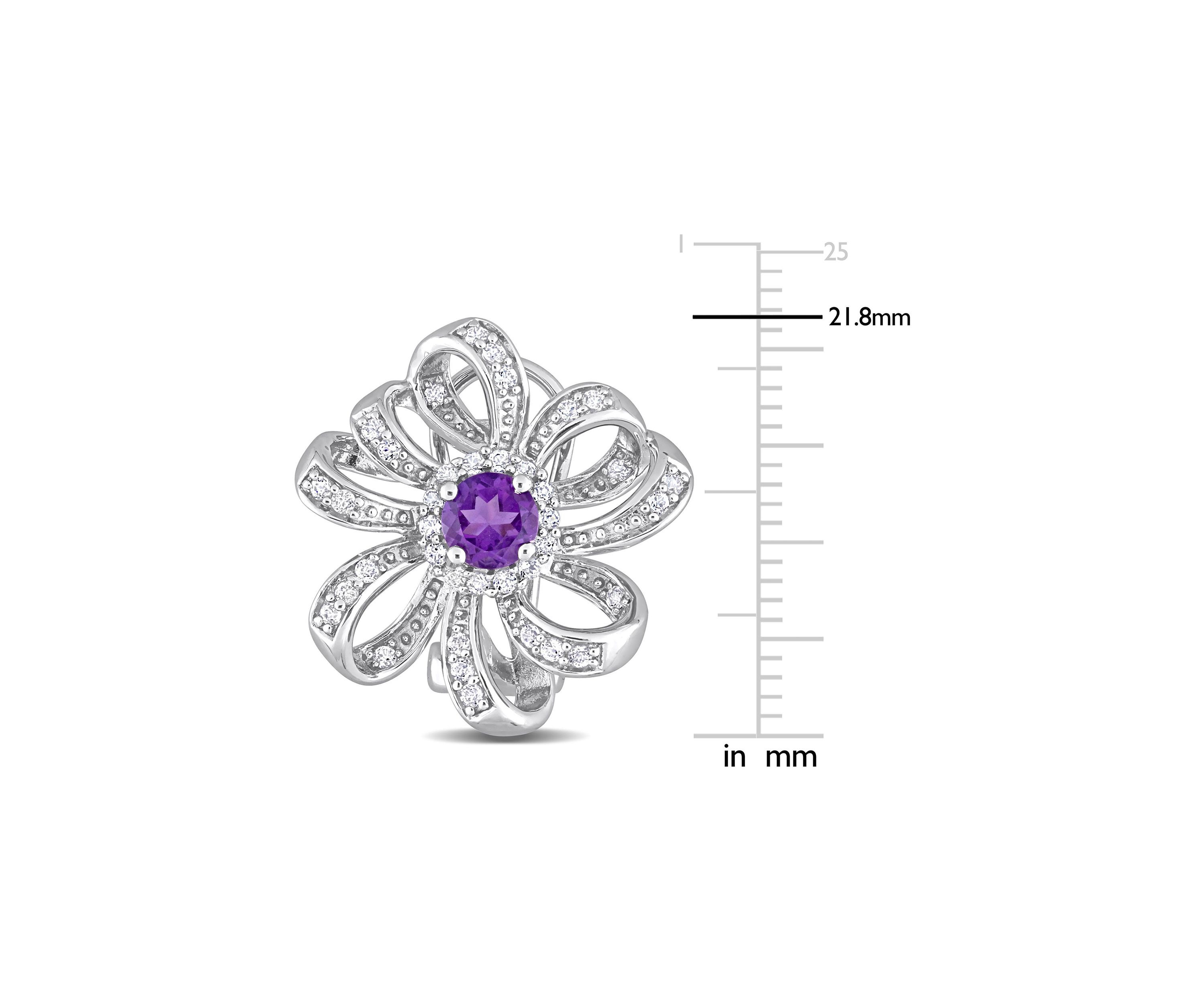 1.64 ct. t.g.w. African Amethyst and White Topaz Floral Clip-Back Earrings in Sterling Silver