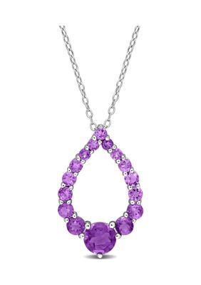 Belk & Co 1.91 Ct. T.g.w. Amethyst And African Amethyst Graduated Open Teardrop Pendant With Chain In Sterling Silver