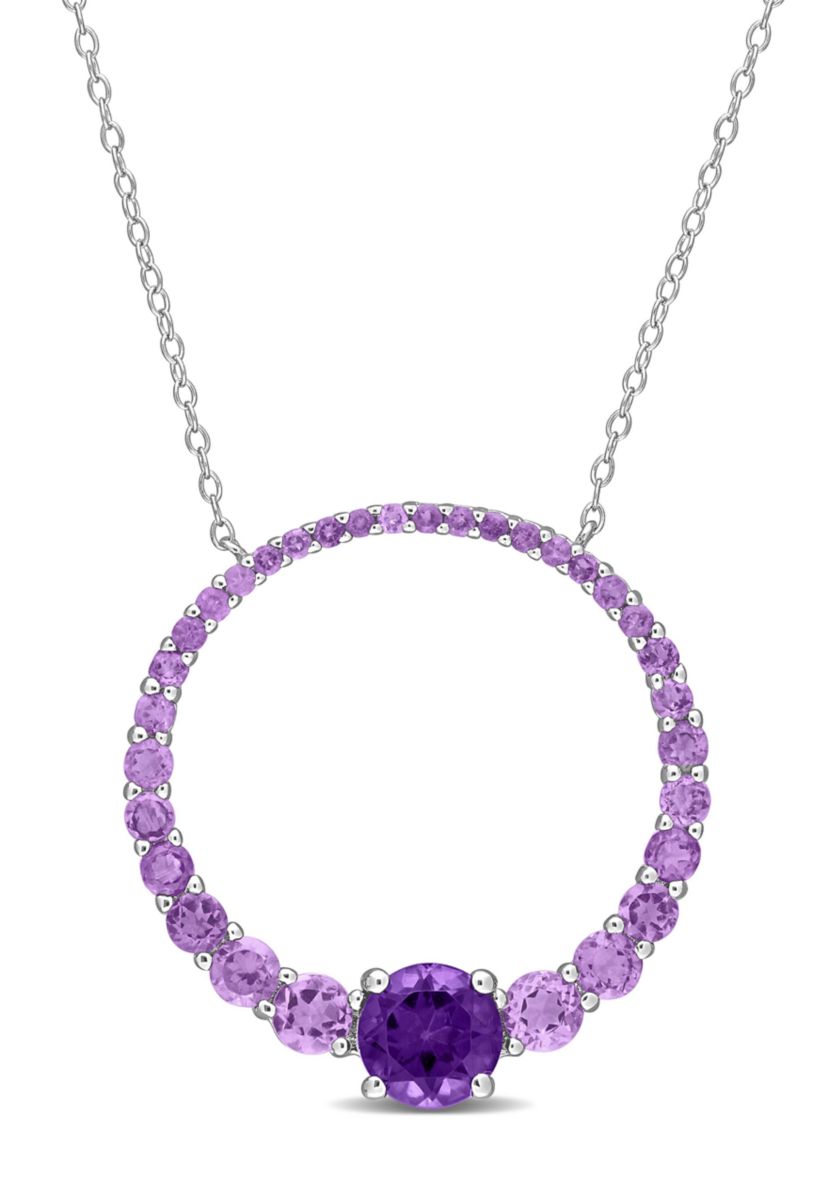3 CT TGW African Amethyst Circle of Life Pendant with Chain in Sterling Silver