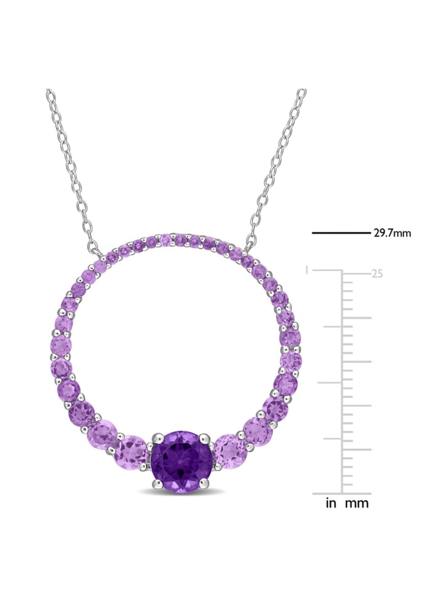 3 CT TGW African Amethyst Circle of Life Pendant with Chain in Sterling Silver