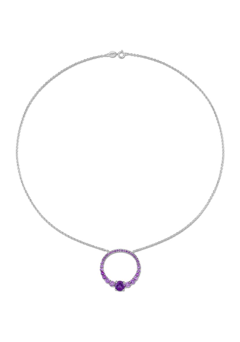 3 CT TGW African Amethyst Circle of Life Pendant with Chain in Sterling Silver