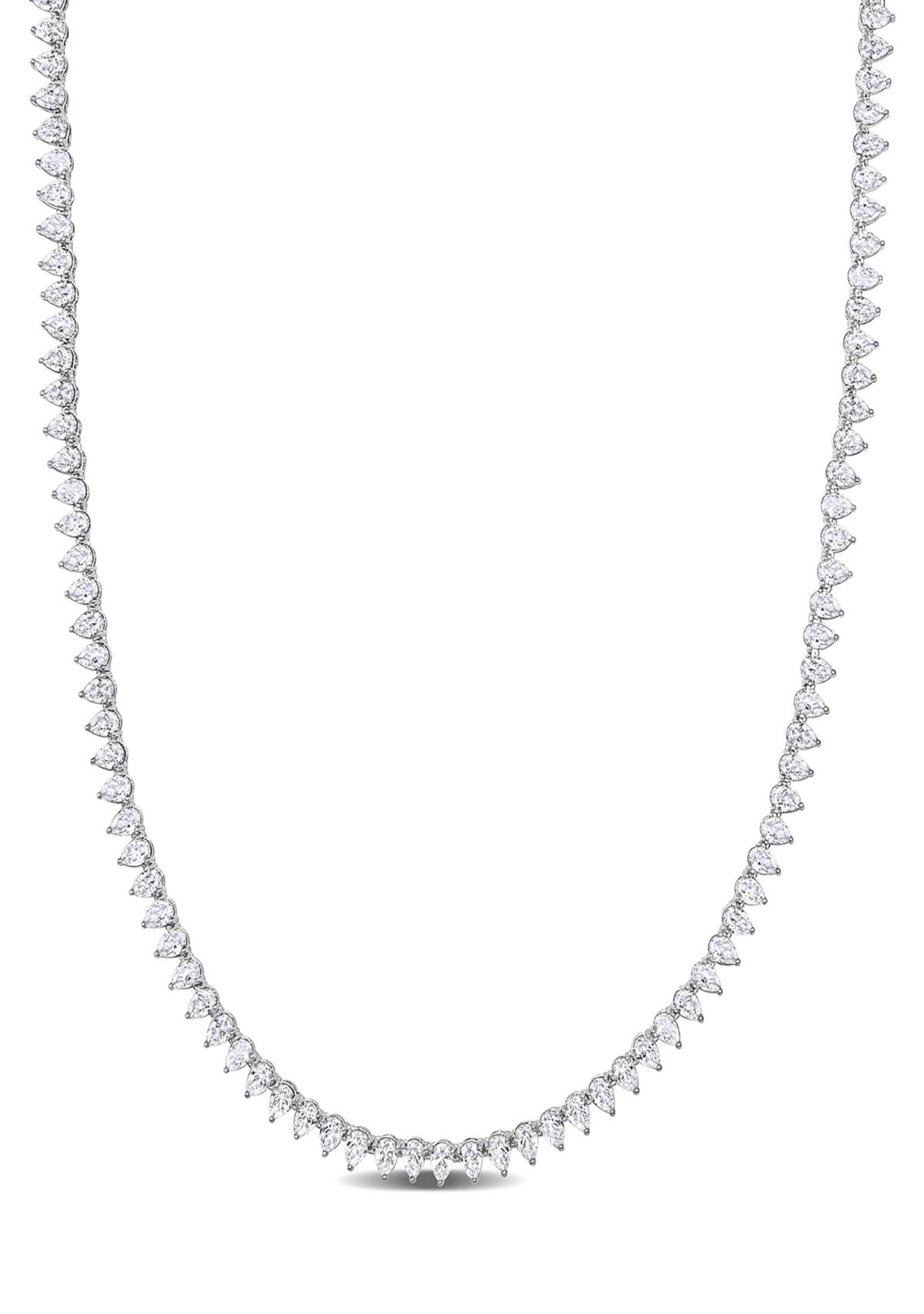 Lab Created 44.50 ct. t.g.w. Created White Sapphire Teardrop Tennis Necklace in Sterling Silver