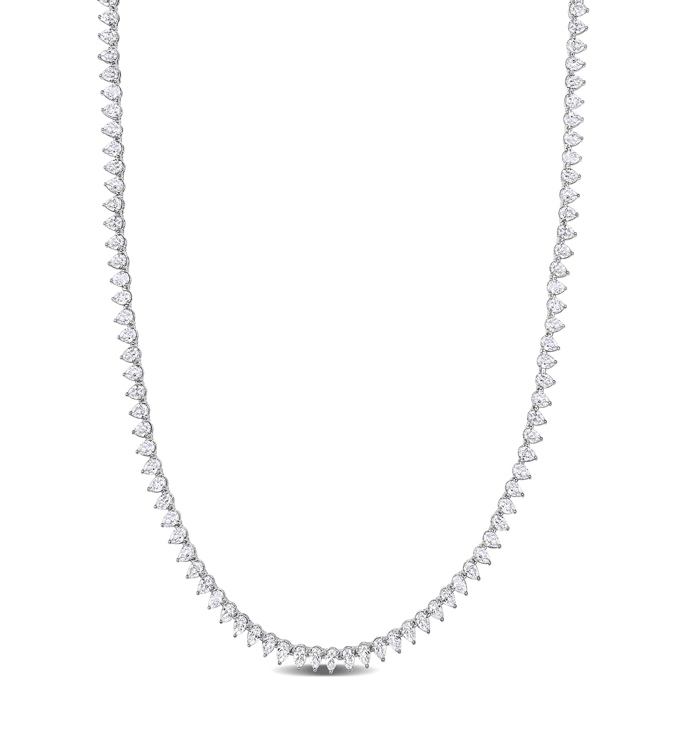 Lab Created 44.50 ct. t.g.w. Created White Sapphire Teardrop Tennis Necklace in Sterling Silver