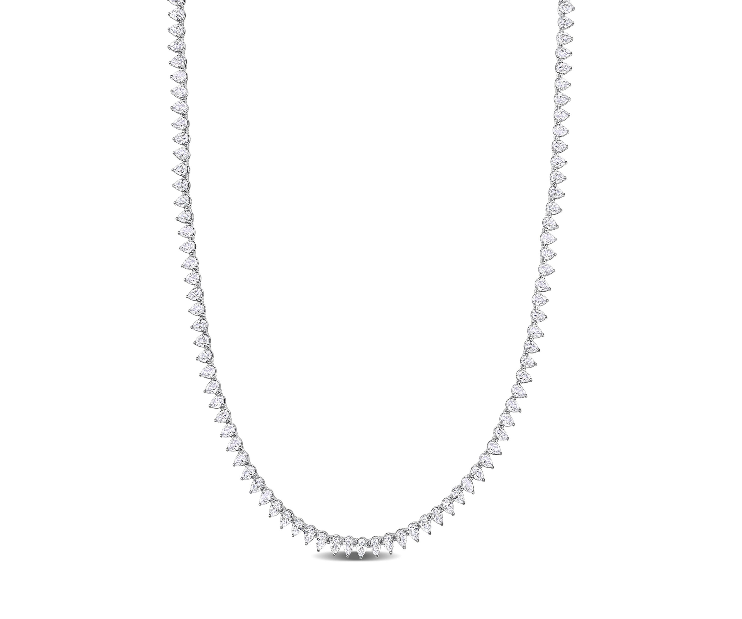 Lab Created 44.50 ct. t.g.w. Created White Sapphire Teardrop Tennis Necklace in Sterling Silver