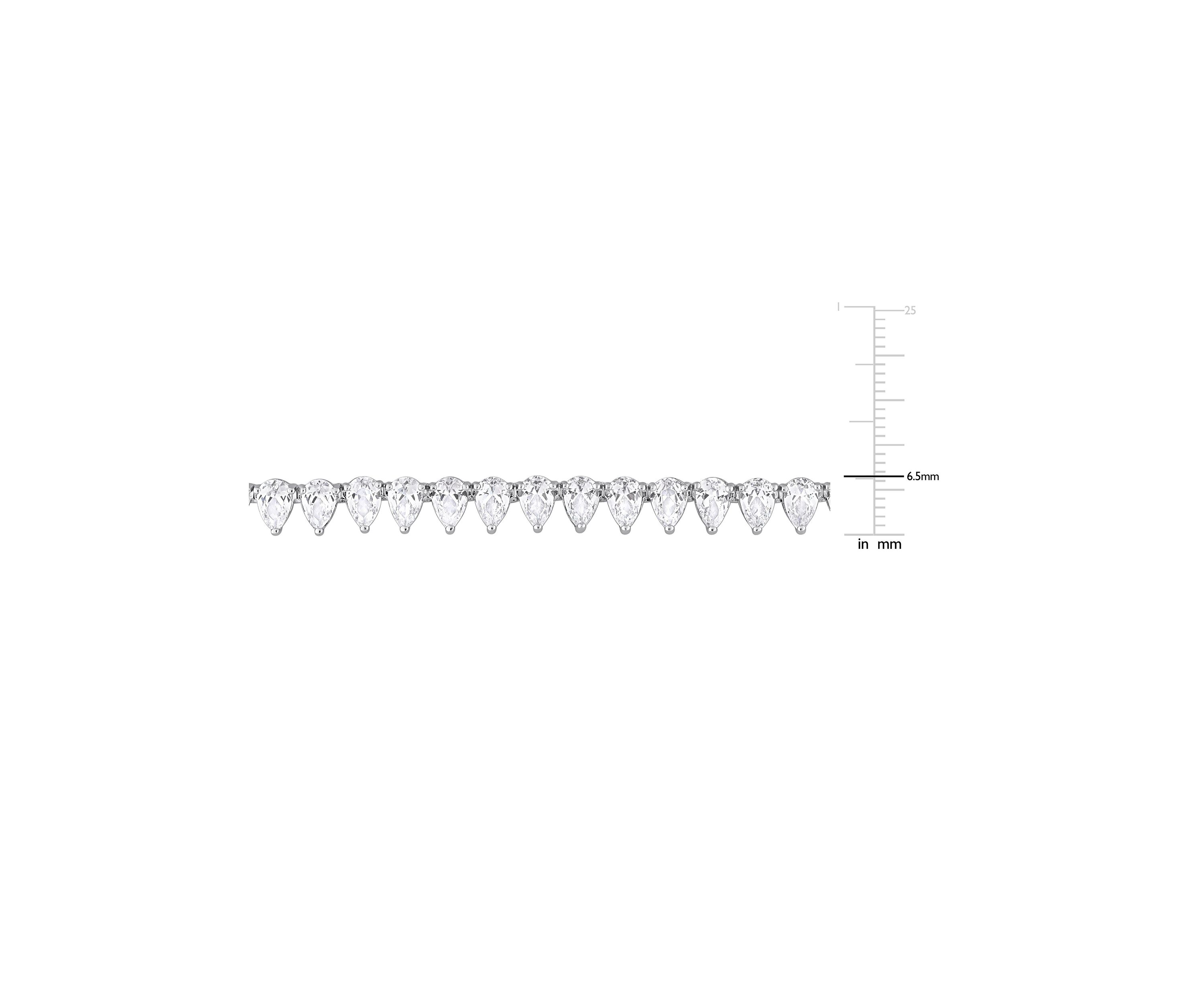 Lab Created 44.50 ct. t.g.w. Created White Sapphire Teardrop Tennis Necklace in Sterling Silver
