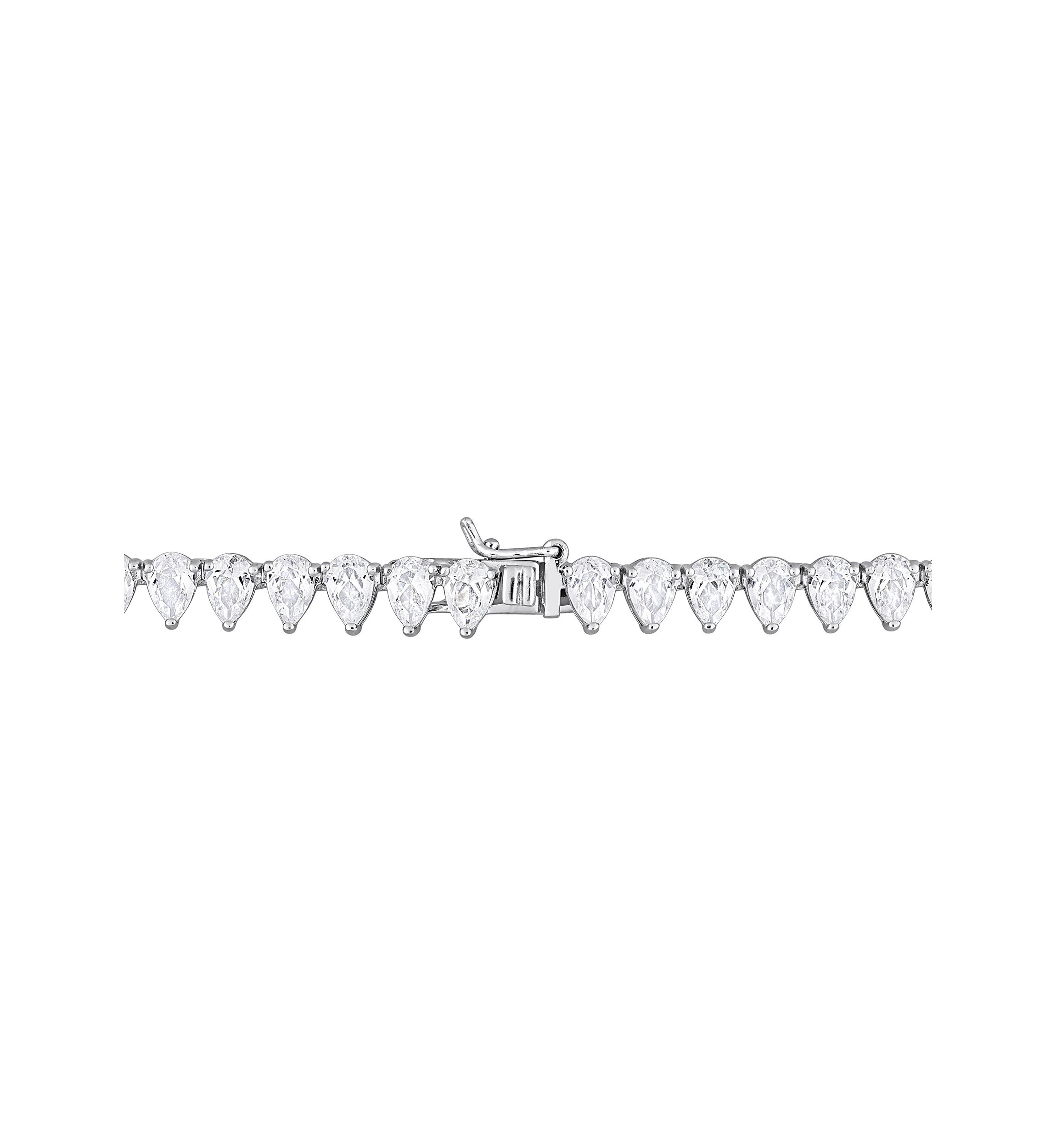 Lab Created 44.50 ct. t.g.w. Created White Sapphire Teardrop Tennis Necklace in Sterling Silver