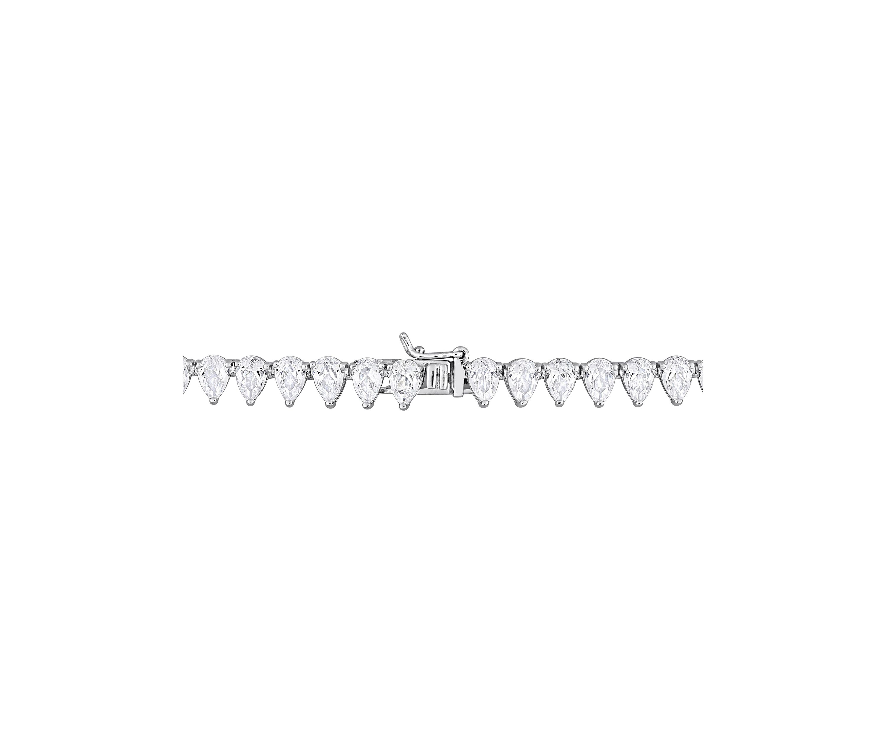 Lab Created 44.50 ct. t.g.w. Created White Sapphire Teardrop Tennis Necklace in Sterling Silver