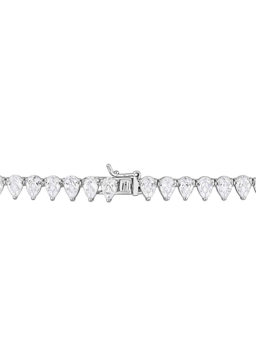 Lab Created 44.50 ct. t.g.w. Created White Sapphire Teardrop Tennis Necklace in Sterling Silver