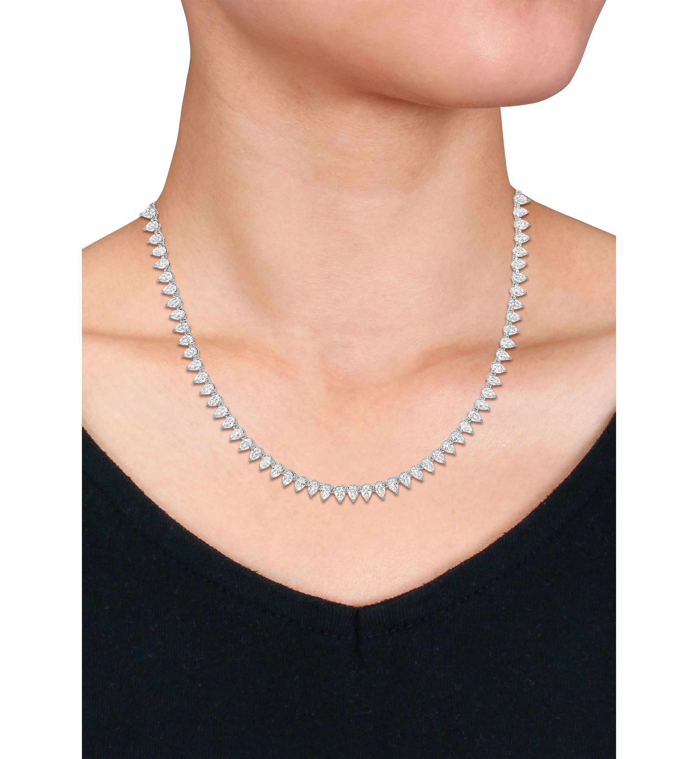 Lab Created 44.50 ct. t.g.w. Created White Sapphire Teardrop Tennis Necklace in Sterling Silver