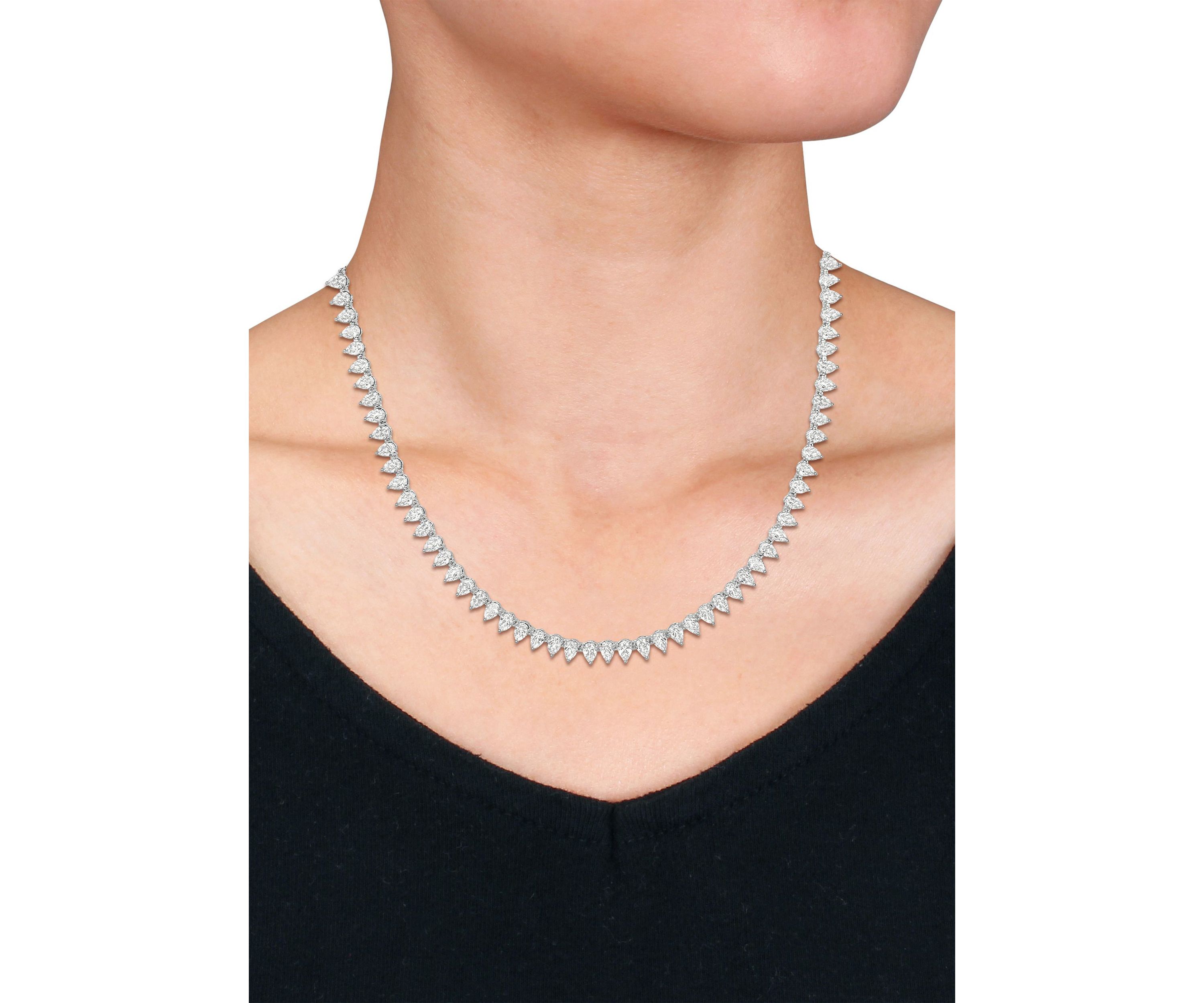 Lab Created 44.50 ct. t.g.w. Created White Sapphire Teardrop Tennis Necklace in Sterling Silver