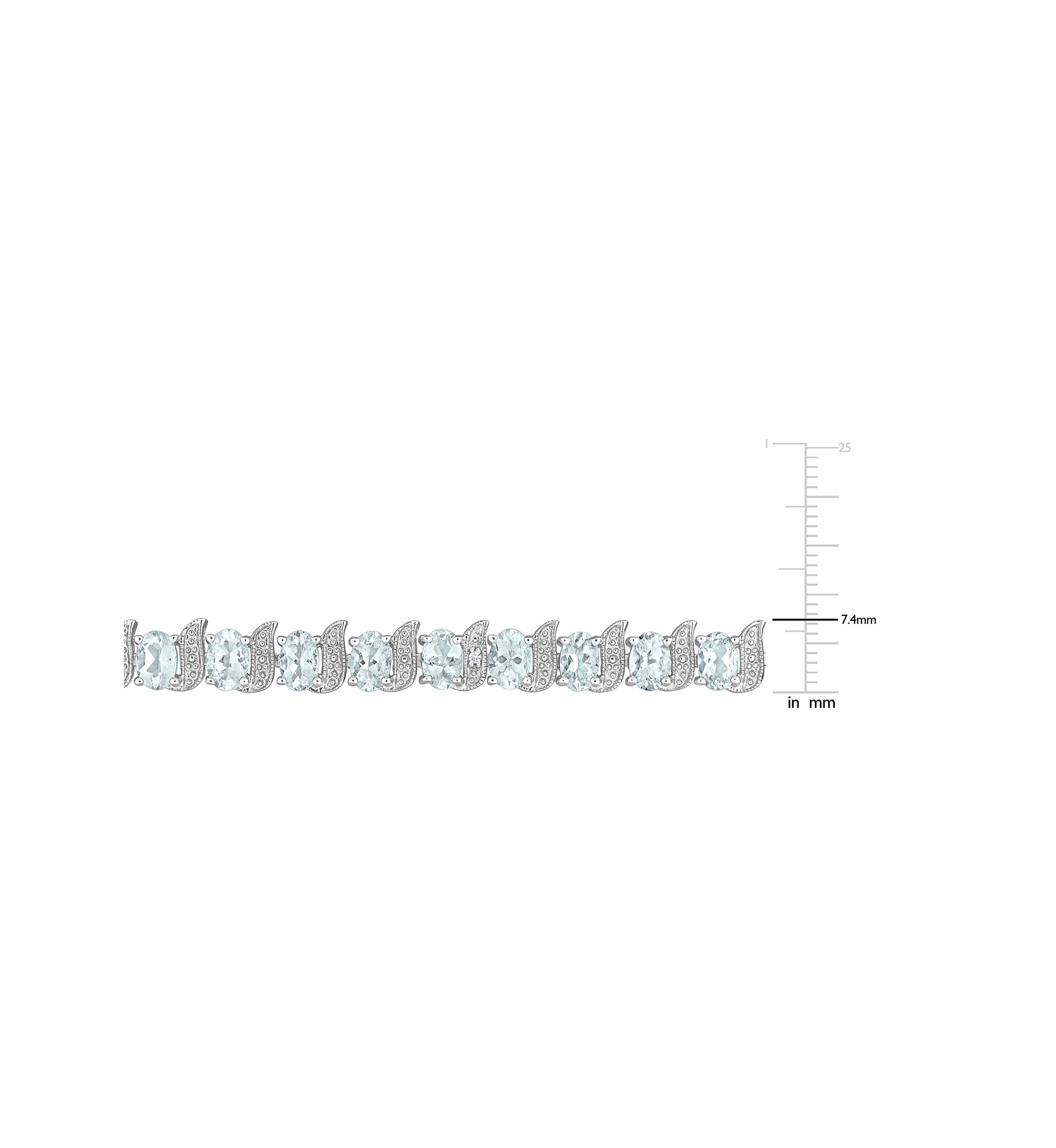 11.20 ct. t.g.w. Aquamarine and Diamond Accent Tennis Bracelet in Sterling Silver