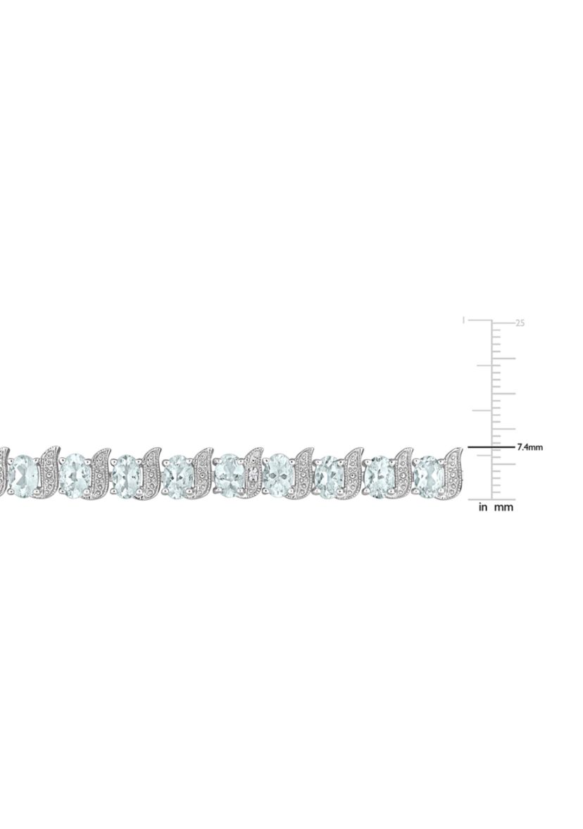 11.20 ct. t.g.w. Aquamarine and Diamond Accent Tennis Bracelet in Sterling Silver