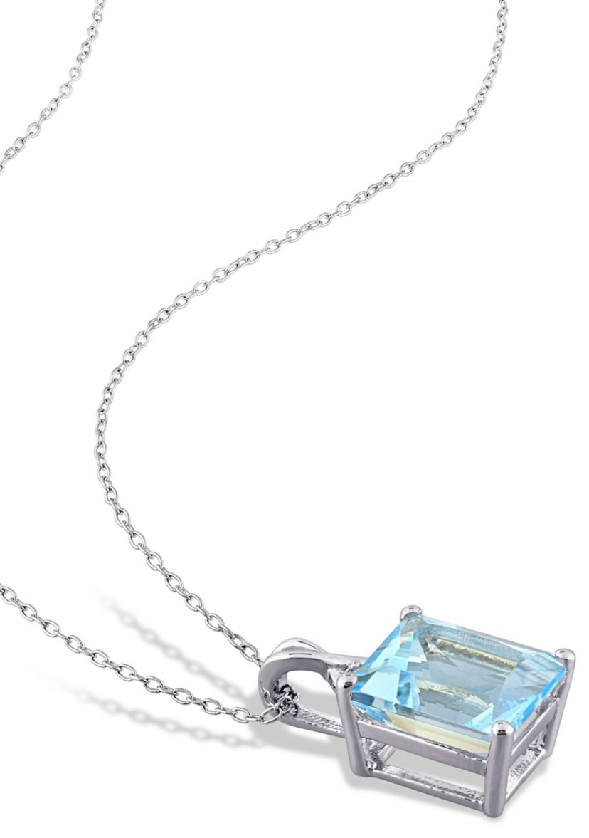 15 3/4 CT TGW Sky Blue Topaz and White Topaz Leverback Earrings and Pendant Set in Sterling Silver